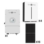Sunsynk 16kW Solar, Inverter & Battery Combo Deal – 1 X Sunsynk 16kW Inverter, 4 X 5kW Sunsynk Lithium Ion Battery & 16 X Sunova 585W Solar Panels